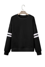 Black Varsity Striped Detail Drop Shoulder Oversized Sweatshirt