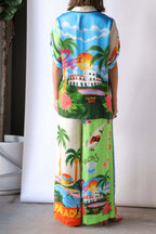 Chic Summer Casual Loose Vacation Printed Two-piece Set for Women