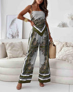 Chic Printed Lace-Up Vest & Pants Set - Two-Piece Casual Outfit for Daily, Holiday, and Going Out