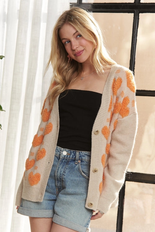 ADORA Button Down Heart Sweater Cardigan