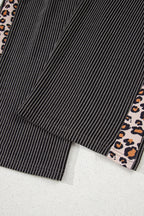 Carbon Grey Leopard Patchwork Edge Twisted Rib T Shirt and Cropped Pants Set