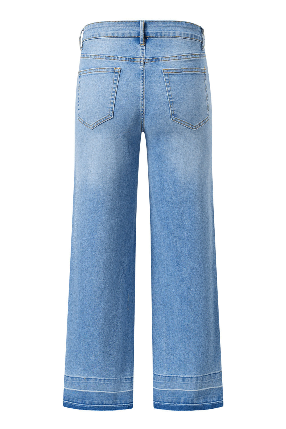 Dusk Blue Raw Hem Straight Leg Loose High Waist Jeans