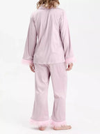 Silky Button Up Top and Pants Lounge Set