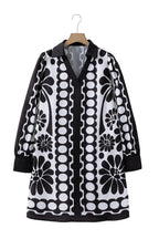 Black Polka Dot Floral Printed V Neck Long Sleeve Shift Mini Dress