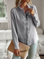 Laura's Ruffle Trim Long Sleeve Shirt