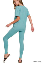 Zenana Brushed Dty Microfiber Short Sleeve Top and Pants Loungewear Set