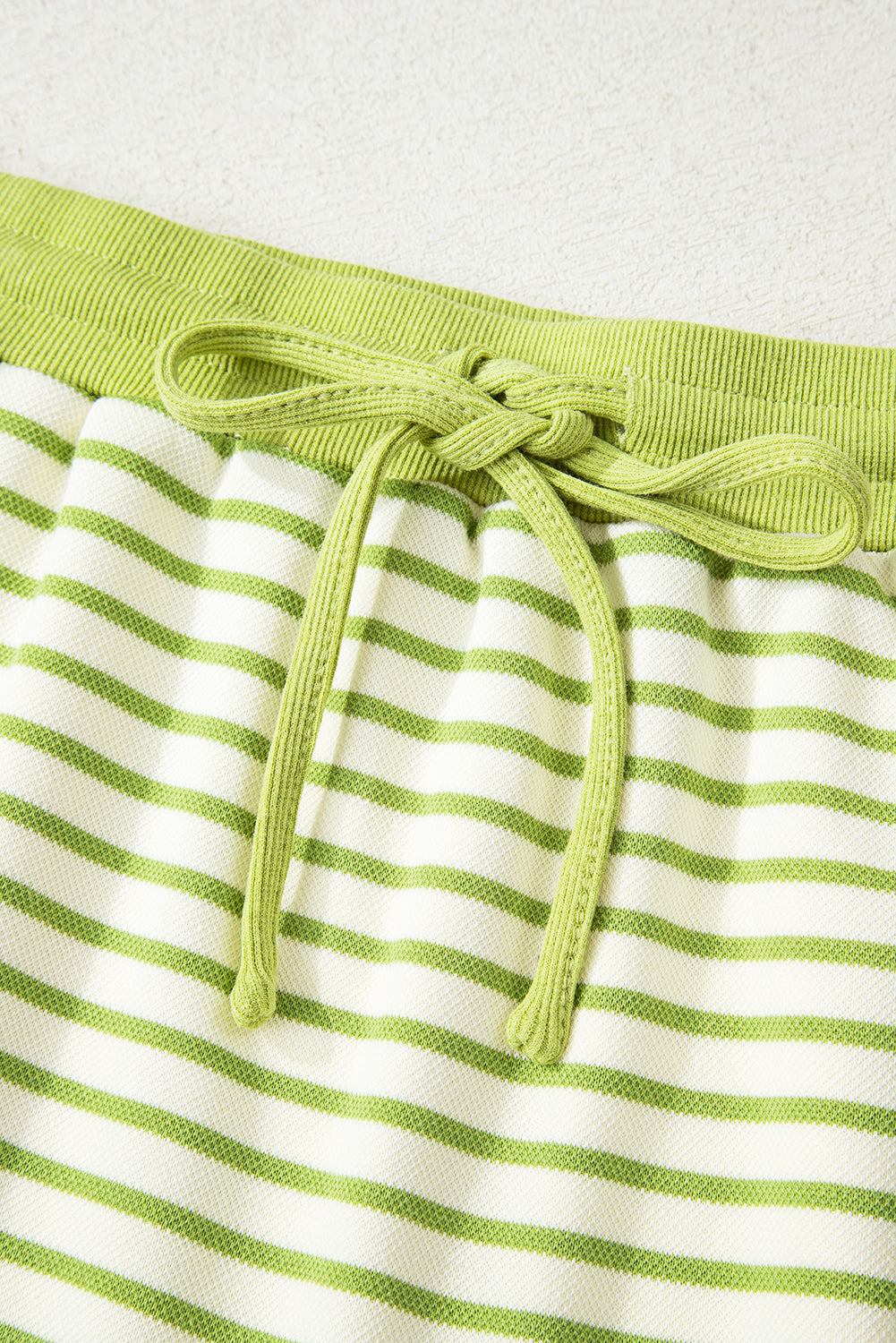 Green Stripe Collared V Neck Drop Shoulder Pullover and Skort 2pcs Outfit