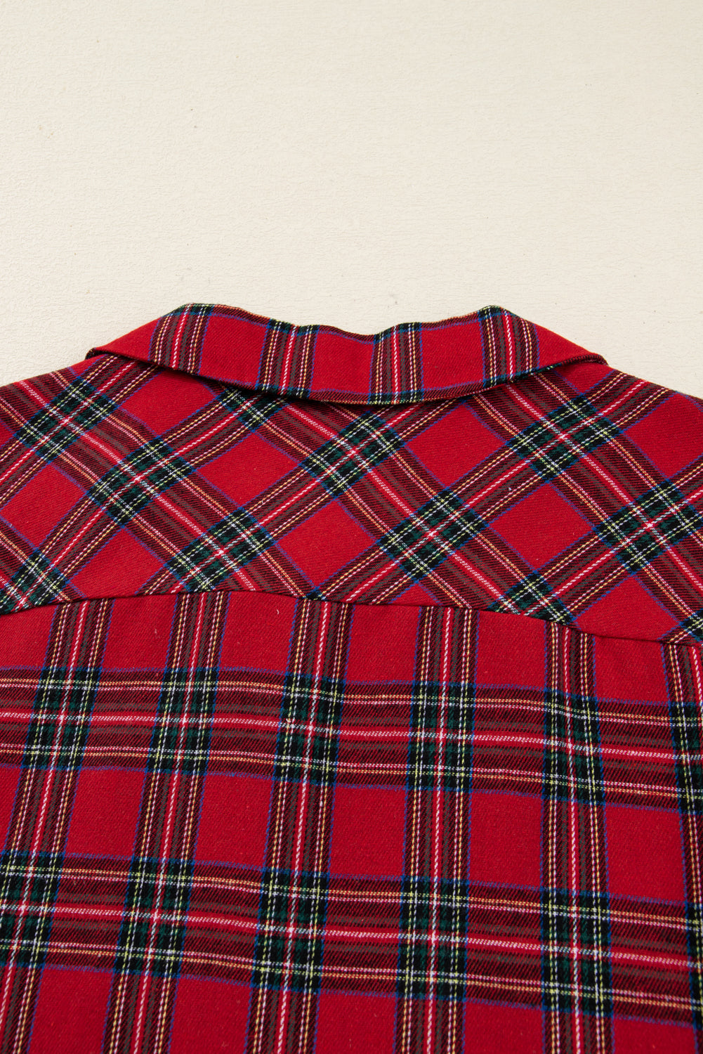 Dearlovers Women's Red Plaid Contrast Patched Christmas Holiday Long Sleeve Shirt and Short 2-Piece Pajama Set