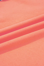 Grapefruit Orange Plaid Waffle Flower Patchwork Bracelet Sleeve Top