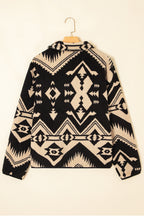 Black Western Aztec Half Zip Plush Sweatshirt