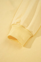 Yellow Cream Button Collar Drop Shoulder Pullover and Shorts 2pcs Outfit