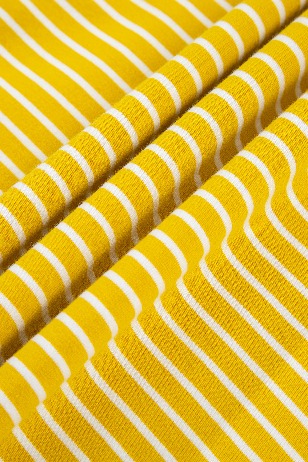 Yellow Stripe Color Block Drawstring V Neck Loose Fit Hooded Top