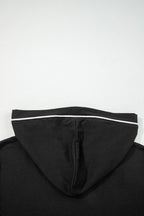 Black Contrast Trim Hooded Lounge Cardigan and Pants Set