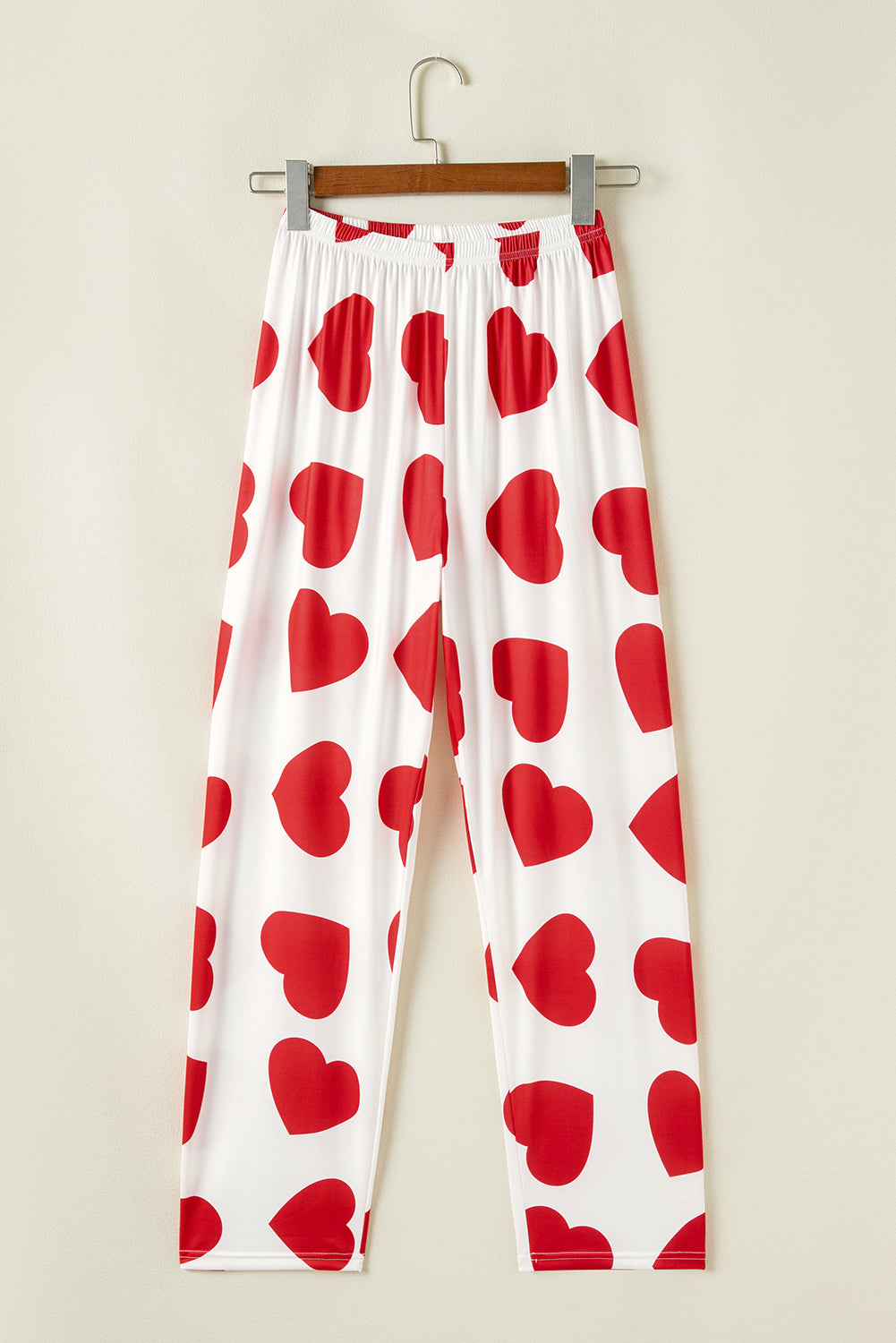 Red Ruffled Tank Top & Heart Print Pants - Cozy & Stylish Lounge Set for Women