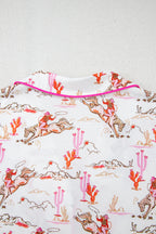 White Cowgirl Country Print Pajamas Set