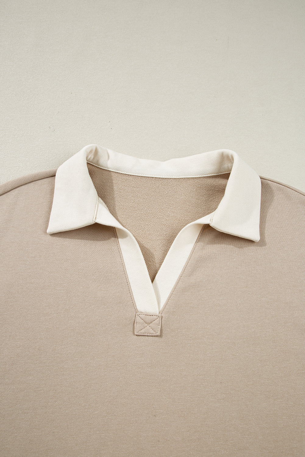 Parchment Raw Edge Detail Colorblock Patchwork Cropped Pullover Drawstring Skirt Set