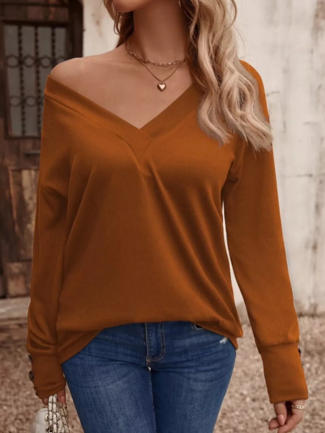 V-Neck Long Sleeve T-Shirt