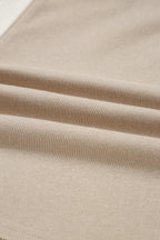 Parchment Raw Edge Detail Colorblock Patchwork Cropped Pullover Drawstring Skirt Set