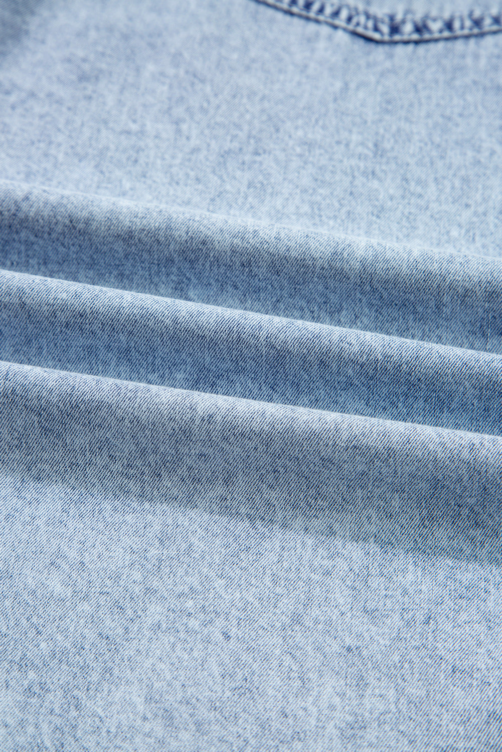 Beau Blue Chest Pocket Raw Hem Denim Loose Shirt Dress