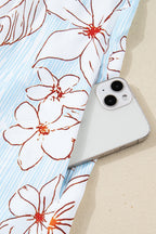 Brown Floral Print Tie Neck 3/4 Sleeve Mini Dress