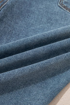 Dusk Blue 2 Button High Waist Piping Trim Bootcut Jeans