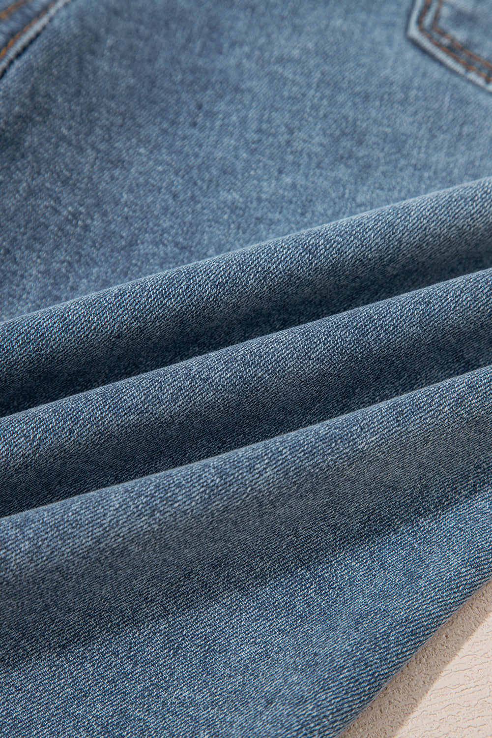 Dusk Blue 2 Button High Waist Piping Trim Bootcut Jeans