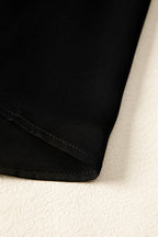 Black Frilled Neck Ribbed Knit Patchwork Long Sleeve Mini Dress