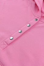 Pink Batwing Sleeve Pocketed Henley Hoodie