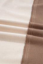 Jet Stream Color Block Waffled Patchwork Loose Henley Top