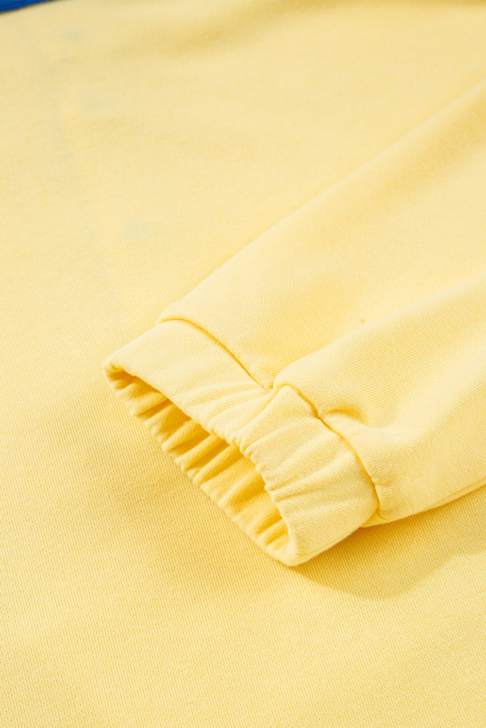 Yellow Color Block Patchwork Half Button Pullover and Shorts 2pcs Outfit