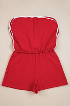 Fiery Red Varsity Stripe Detail Drop Shoulder Pullover Mini Skirt Set