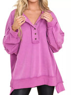 Half Snap Long Sleeve Sweatshirt