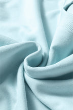 Mist Blue Drop Shoulder Puff Sleeve Crop Pullover Drawstring Wide Leg Pants Set