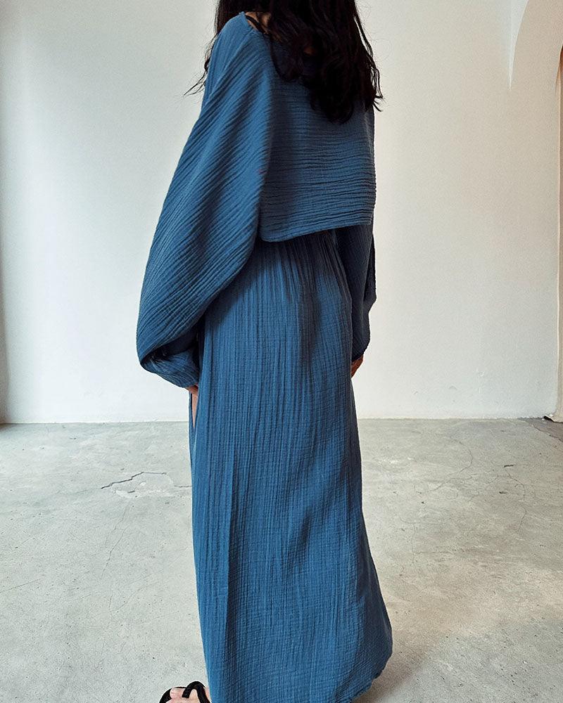 Stylish Slit Cotton and Linen Casual Two-Piece Set for Women - Perfect for Spring, Autumn, and Summer