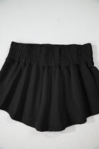 Black 2pcs Cropped Tee and Ruffle High Waist Skort Set
