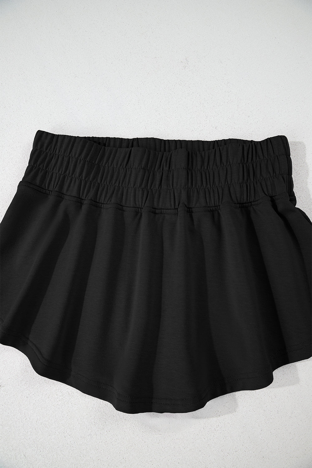 Black 2pcs Cropped Tee and Ruffle High Waist Skort Set