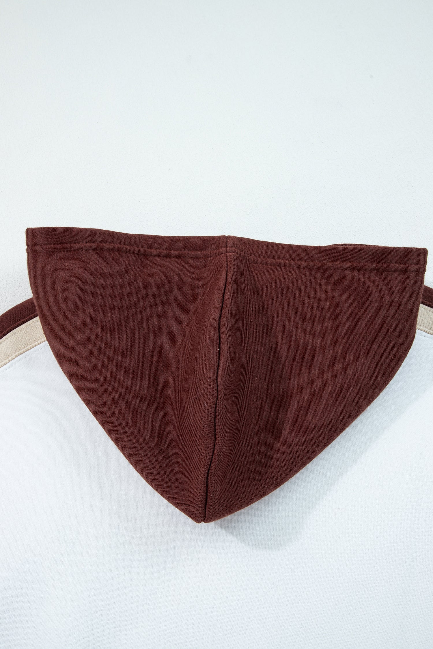 Coffee Color Block Patchwork Athleisure Hooded Sweatshirt