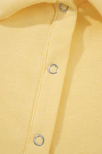 Yellow Cream Button Collar Drop Shoulder Pullover and Shorts 2pcs Outfit