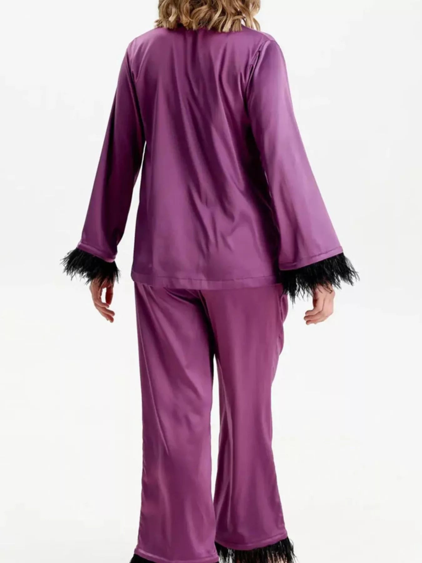 Silky Button Up Top and Pants Lounge Set