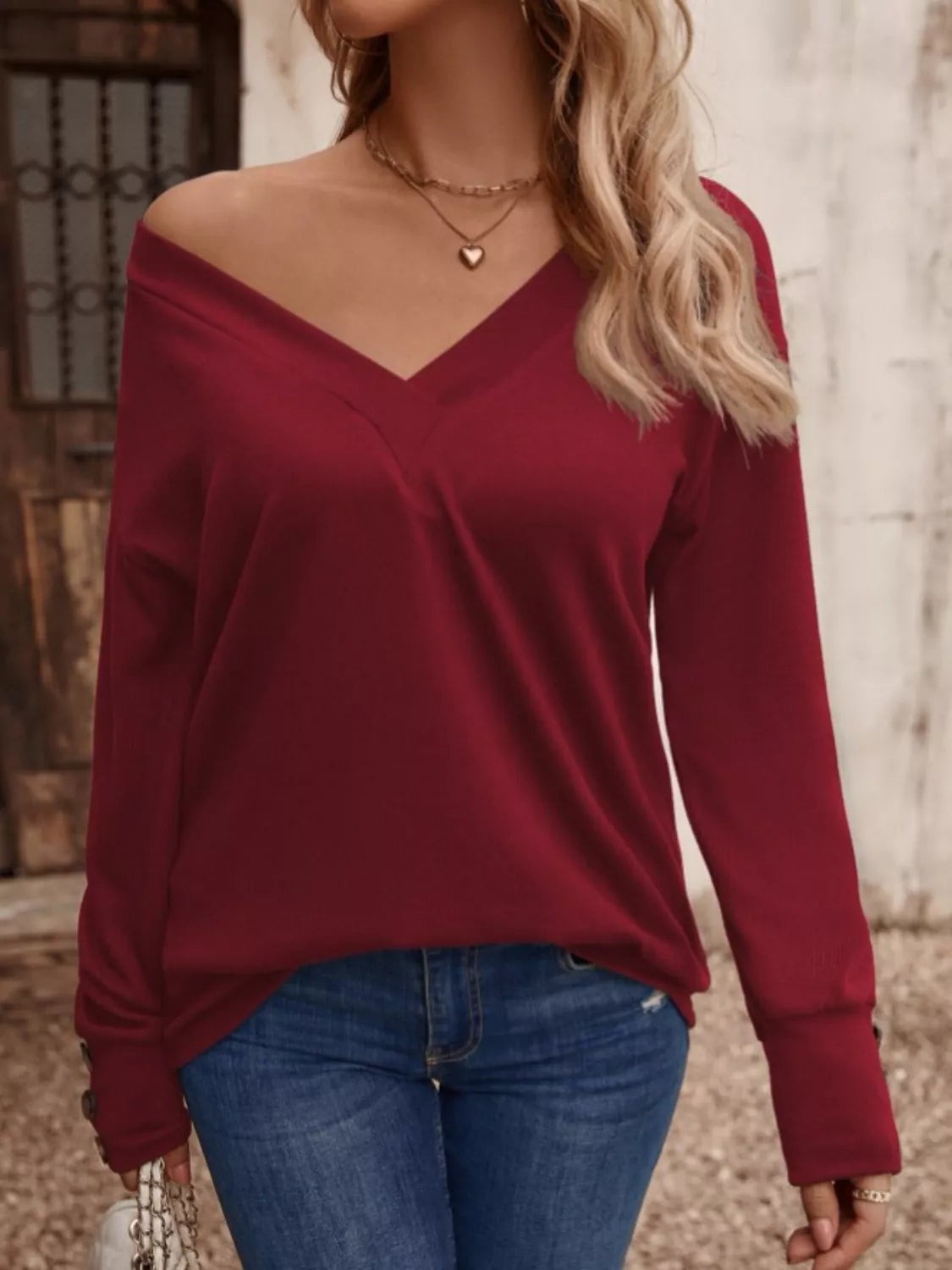 V-Neck Long Sleeve T-Shirt