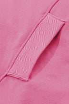 Pink Batwing Sleeve Pocketed Henley Hoodie