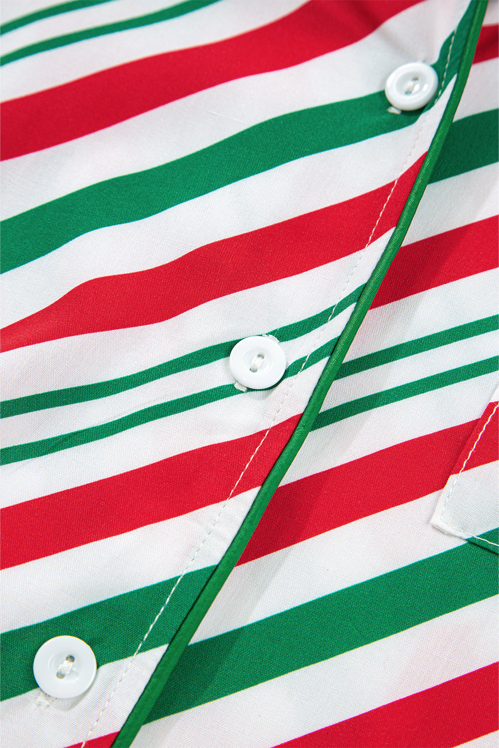 Cozy Green Stripe Contrast Velvet Ribbon Knot Pajama Set - 2-Piece Sleepwear