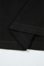 Black Contrast Print Striped Raglan Long Sleeve Loose Top