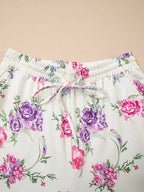 Floral Print Round Neck Top and Drawstring Pants Lounge Set