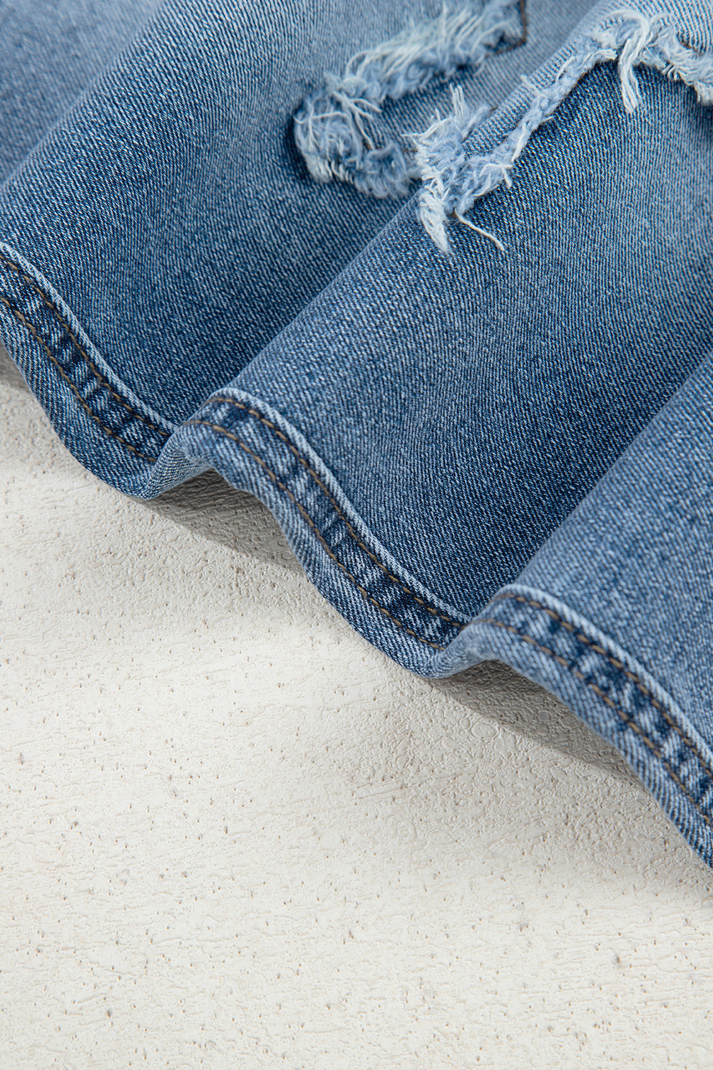 Stone Blue Star Patchwork Cropped Wide Leg High Waist Jeans