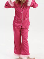 Silky Button Up Top and Pants Lounge Set