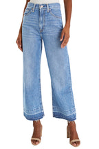 Dusk Blue Raw Hem Straight Leg Loose High Waist Jeans