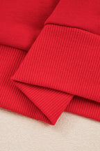 Fiery Red Varsity Stripe Detail Drop Shoulder Pullover Mini Skirt Set