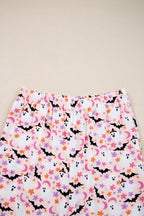 Pink Halloween Eve Haunted Honey Bat Print Pajama Set