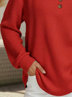 Full Size Casual Waffle Knit Long Sleeve T-Shirt Plus Size